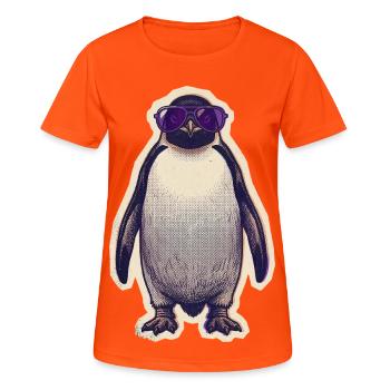 Penguin with sunglasses - Women's Breathable T-Shirt - neon orange - Front - AI Model Female 172 dark (172cm)