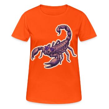 Cool Scorpio With Sunglasses - Women's Breathable T-Shirt - neon orange - Front - AI Model Female 172 dark (172cm)