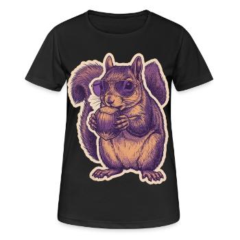 Eichhörnchen Mit Sonnenbrille Knabbert Haselnuss - Frauen T-Shirt atmungsaktiv - Schwarz - Vorne - AI Model Female 172 light (172cm)