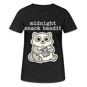 Raccoon with Chips Snack Comic Motif - Women's Breathable T-Shirt - black - Front - AI Model Female 172 light (172cm)