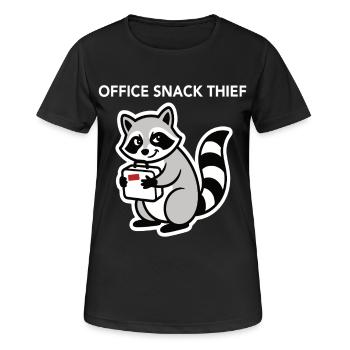 Humour de bureau Voleur de snacks Raton laveur au bureau - T-shirt respirant Femme - noir - Devant - AI Model Female 172 light (172cm)