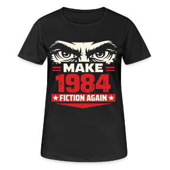 Make 1984 Fiction Again - Frauen T-Shirt atmungsaktiv - Schwarz - Vorne - AI Model Female 172 light (172cm)