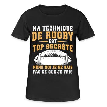 Ma Technique De Rugby - T-shirt respirant Femme - noir - Devant - AI Model Female 172 light (172cm)