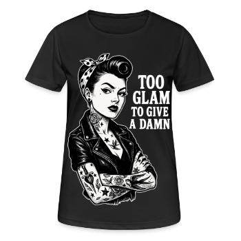Pin-Up Rockabella : Fille tatouée hors-la-loi & veste en cuir - T-shirt respirant Femme - noir - Devant - AI Model Female 172 light (172cm)