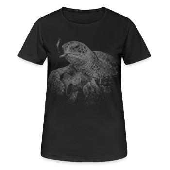 Tortue Guitare Nocturne - T-shirt respirant Femme - noir - Devant - AI Model Female 172 light (172cm)
