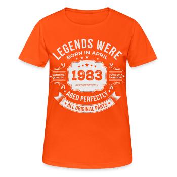 Geburtstagsgeschenk April 1983 - Frauen T-Shirt atmungsaktiv - Neonorange - Vorne - AI Model Female 172 dark (172cm)