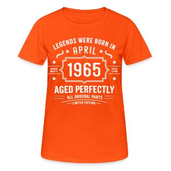 April 1965 - Frauen T-Shirt atmungsaktiv - Neonorange - Vorne - AI Model Female 172 dark (172cm)