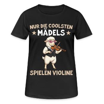 Coole Mädels spielen Violine – Violinistin Schaf - Frauen T-Shirt atmungsaktiv - Schwarz - Vorne - AI Model Female 172 light (172cm)