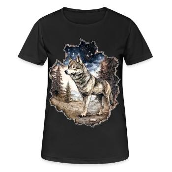 Wolf Starry Sky - Women's Breathable T-Shirt - black - Front - AI Model Female 172 light (172cm)