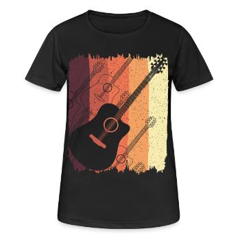Guitare acoustique sur Sunset Stripes - T-shirt respirant Femme - noir - Devant - AI Model Female 172 light (172cm)