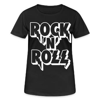 Rock 'n' Roll Lightning Typografie - Frauen T-Shirt atmungsaktiv - Schwarz - Vorne - AI Model Female 172 light (172cm)