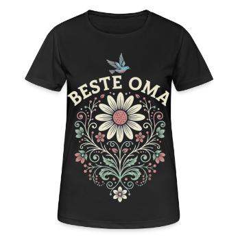Meilleur cadeau de fleurs pour grand-mère pour la fête des mères - T-shirt respirant Femme - noir - Devant - AI Model Female 172 light (172cm)