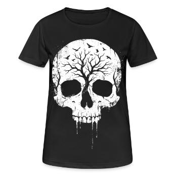 Totenkopf Shirt für Dark Art Fans - Frauen T-Shirt atmungsaktiv - Schwarz - Vorne - AI Model Female 172 light (172cm)