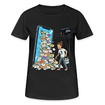 Chatkontrolle Nein Danke Meinungsfreiheit Zensur - Frauen T-Shirt atmungsaktiv - Schwarz - Vorne - AI Model Female 172 light (172cm)