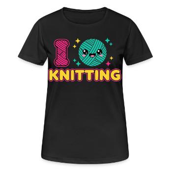 Kawaii Knitting Wool Heart - Women's Breathable T-Shirt - black - Front - AI Model Female 172 light (172cm)
