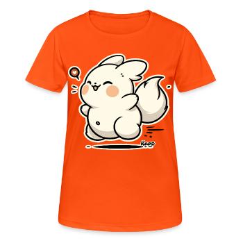 Autocollant Kawaii Happy Bunny - T-shirt respirant Femme - orange néon - Devant - AI Model Female 172 dark (172cm)