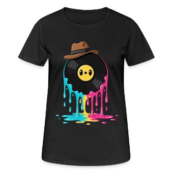 Disque vinyle Vinyle rétro - T-shirt respirant Femme - noir - Devant - AI Model Female 172 light (172cm)