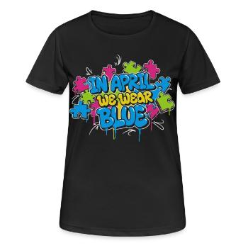 In April We Wear Blue - Frauen T-Shirt atmungsaktiv - Schwarz - Vorne - AI Model Female 172 light (172cm)