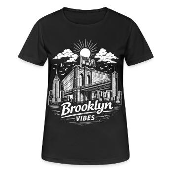 Brooklyn Vibes New York City Urban Skyline - T-shirt respirant Femme - noir - Devant - AI Model Female 172 light (172cm)