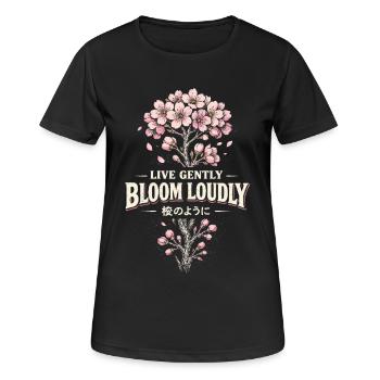 Fleurs de cerisier Sakura Fleurs de cerisier - T-shirt respirant Femme - noir - Devant - AI Model Female 172 light (172cm)