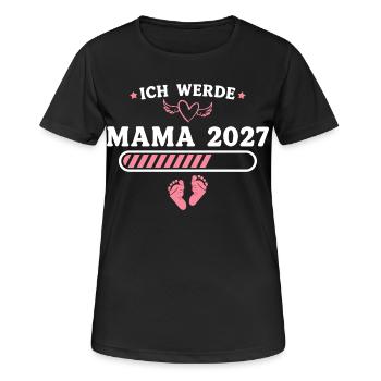 Ich werde Mama 2027 – Schwangerschaft Verkündung - Frauen T-Shirt atmungsaktiv - Schwarz - Vorne - AI Model Female 172 light (172cm)