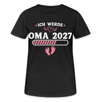Ich werde Oma 2027 – Baby Ankündigung Geschenk - Frauen T-Shirt atmungsaktiv - Schwarz - Vorne - AI Model Female 172 light (172cm)