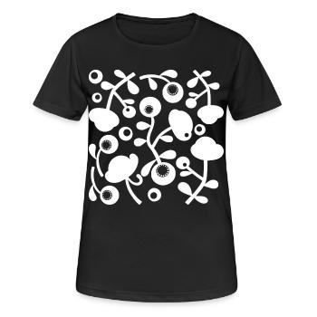 Pivoines abstraites L blanches transparentes - T-shirt respirant Femme - noir - Devant - AI Model Female 172 light (172cm)