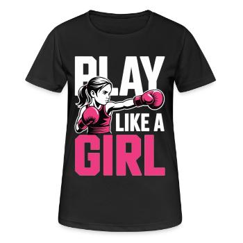 Chemise de boxe pour filles – Joue comme une fille arts martiaux - T-shirt respirant Femme - noir - Devant - AI Model Female 172 light (172cm)
