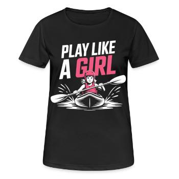 Chemise de fille kayak – Joue comme une fille en pagayant - T-shirt respirant Femme - noir - Devant - AI Model Female 172 light (172cm)