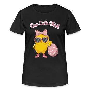 Süßes Küken mit Herzbrille - Frauen T-Shirt atmungsaktiv - Schwarz - Vorne - AI Model Female 172 light (172cm)