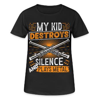  Piccolo Playing Metal Instrument Orchestra - Women's Breathable T-Shirt - black - Front - AI Model Female 172 light (172cm)