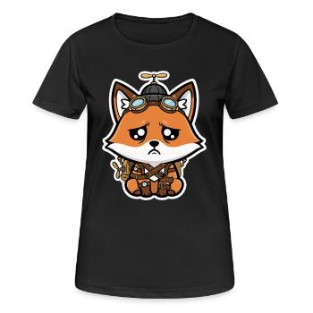 Little Fox Aviator Steampunk Trauriger Propeller - Frauen T-Shirt atmungsaktiv - Schwarz - Vorne - AI Model Female 172 light (172cm)