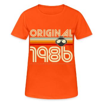Originale Retro-Edition von 1986 - Frauen T-Shirt atmungsaktiv - Neonorange - Vorne - AI Model Female 172 dark (172cm)