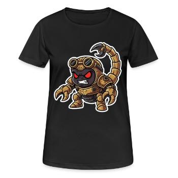 Scorpion Bionique Steampunk Guerrier Laiton Rivets - T-shirt respirant Femme - noir - Devant - AI Model Female 172 light (172cm)