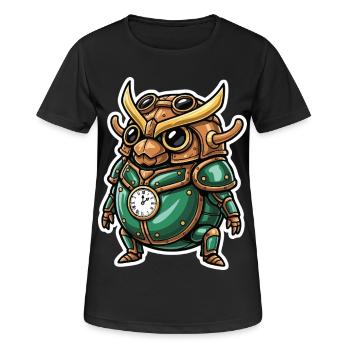 Scarabée Horloger Steampunk Armure Émeraude - T-shirt respirant Femme - noir - Devant - AI Model Female 172 light (172cm)
