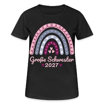 Große Schwester 2027 Boho Regenbogen pastell - Frauen T-Shirt atmungsaktiv - Schwarz - Vorne - AI Model Female 172 light (172cm)