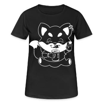 Metal-Fuchs mit Dose - Frauen T-Shirt atmungsaktiv - Schwarz - Vorne - AI Model Female 172 light (172cm)