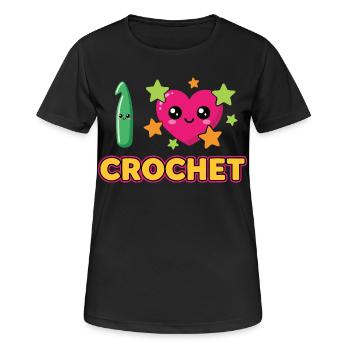I Love Crochet Häkeln - Frauen T-Shirt atmungsaktiv - Schwarz - Vorne - AI Model Female 172 light (172cm)