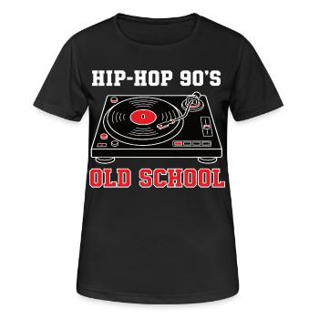 Hip Hop 90s Old School DJ Vinyl - Women's Breathable T-Shirt - black - Front - AI Model Female 172 light (172cm)