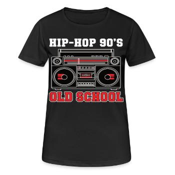 Hip Hop 90s Old School DJ Vinyl - Women's Breathable T-Shirt - black - Front - AI Model Female 172 light (172cm)
