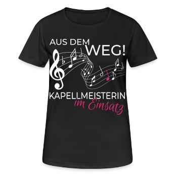 Kapellmeisterin im Einsatz – Taktstock - Frauen T-Shirt atmungsaktiv - Schwarz - Vorne - AI Model Female 172 light (172cm)