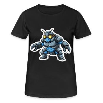 Guerrier_Bionique_Steampunk_Armure_Acier_Bleu - Frauen T-Shirt atmungsaktiv - Schwarz - Vorne - AI Model Female 172 light (172cm)