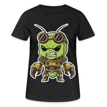 Alien Steampunk Krieger Rüstungsmessing - Frauen T-Shirt atmungsaktiv - Schwarz - Vorne - AI Model Female 172 light (172cm)