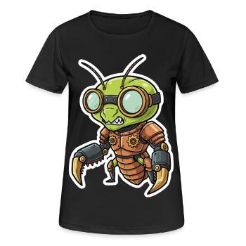 Praying Mantis Steampunk Copper Armor - Women's Breathable T-Shirt - black - Front - AI Model Female 172 light (172cm)