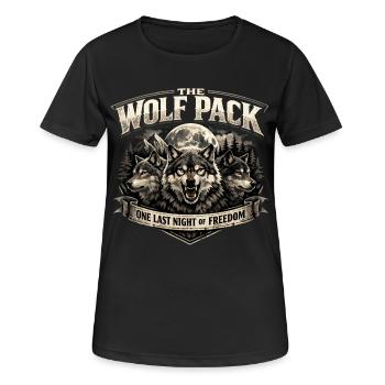 Wolfpack JGA : Emblème de la dernière nuit de la liberté - T-shirt respirant Femme - noir - Devant - AI Model Female 172 light (172cm)
