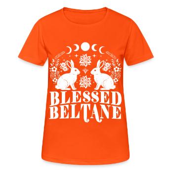 Beltane Blessings May Day Pagan Rabbit - Women's Breathable T-Shirt - neon orange - Front - AI Model Female 172 dark (172cm)