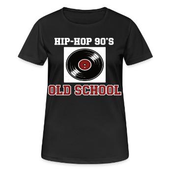 Hip Hop 90s Old School DJ Vinyl - Women's Breathable T-Shirt - black - Front - AI Model Female 172 light (172cm)