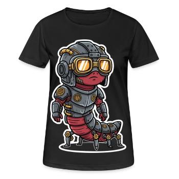 Centipede Steampunk Gepanzerte Stahlrüstung - Frauen T-Shirt atmungsaktiv - Schwarz - Vorne - AI Model Female 172 light (172cm)