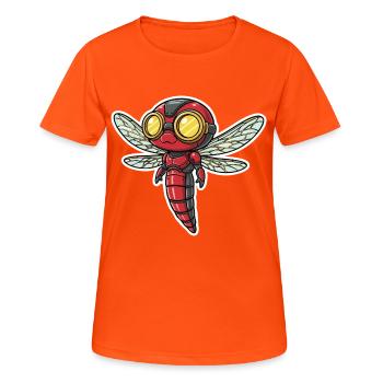 Dragonfly Steampunk Scout Rot und Gold - Frauen T-Shirt atmungsaktiv - Neonorange - Vorne - AI Model Female 172 dark (172cm)