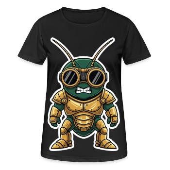 Grillon Gardien Steampunk Armure Laiton Dorée - T-shirt respirant Femme - noir - Devant - AI Model Female 172 light (172cm)
